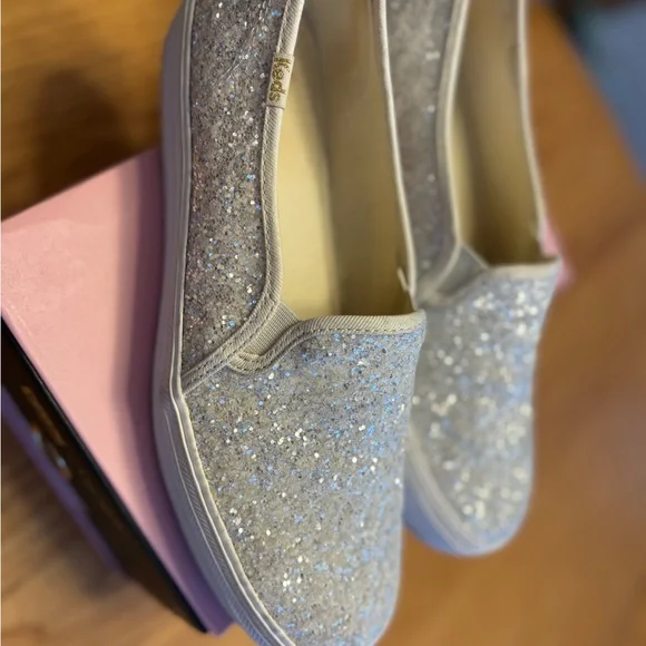 Kate Spade Silver Glitter Women's Slip-On Shoes - Picture 2 of 4